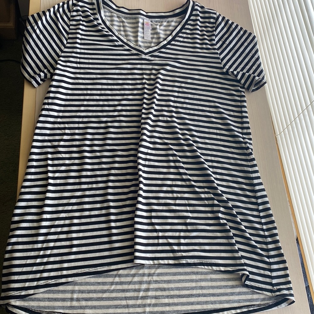Lularoe black and white striped shirt sleeve